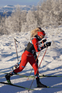 IN ACTION: Ingrid Andrea I fullt pådrag ute i løypa. Foto: Privat.